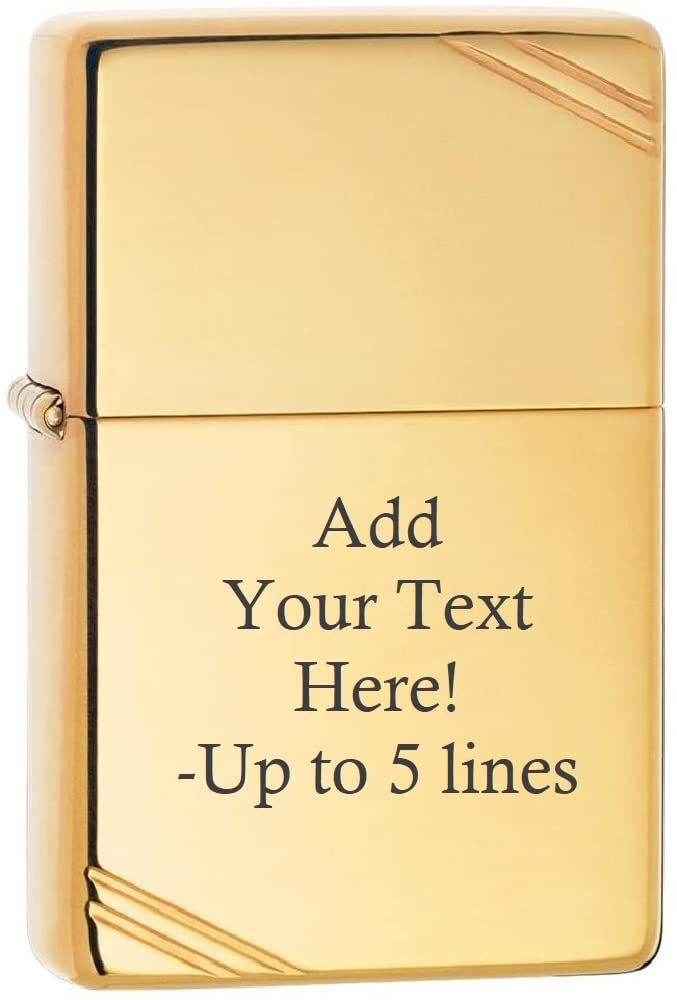 Zippo Lighter - Personalized Custom Message Engrave on Brass Windproof Lighter Polish Vintage 270