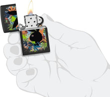 Load image into Gallery viewer, Zippo - Customized Message on Playboy Rabbit Head Silhouette Black Matte 46222
