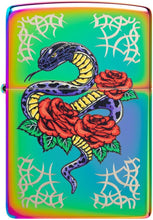 Load image into Gallery viewer, Zippo Rose Snake Tattoo Design Multi Color Pocket Lighter
