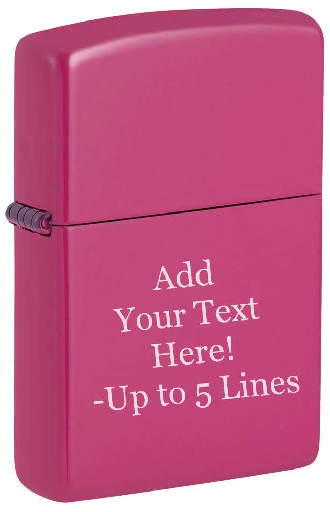 Zippo Lighter - Personalized Message Engraved on Backside Colored Windproof Lighter Hot Pink 49846