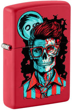 Load image into Gallery viewer, Zippo Lighter - Custom Engraved with Your Message for Dapper Skeleton Design Red Matte Pocket Lighter 46242
