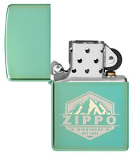 Load image into Gallery viewer, Zippo Lighter - Custom Engraved with Your Message for Badge Design High Polish Green Pocket Lighter 46293
