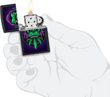 Load image into Gallery viewer, Zippo Black Light Cannabis Gorilla Design Black Matte Pocket Lighter
