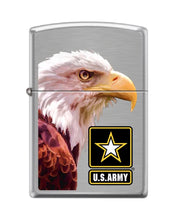 Load image into Gallery viewer, Zippo Lighter -Personalized Customize Message Engrave on Backside for U.S. Army USA Military Eagles Head Majestic High Polish Chrome #Z5355
