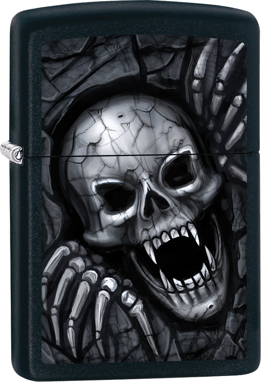 Zippo Lighter - Personalized Customize Message Engrave on Backside for Skull Emblem Design Part1 (Vampire Skull #Z561)