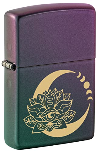 Zippo Lighter- Personalized Engrave Blossoms Flower Power Lotus and Moon #48587