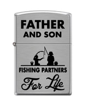 Load image into Gallery viewer, Zippo Lighter-Father and Son Fishing Outdoors Brushed Chrome Lighter #Z5527

