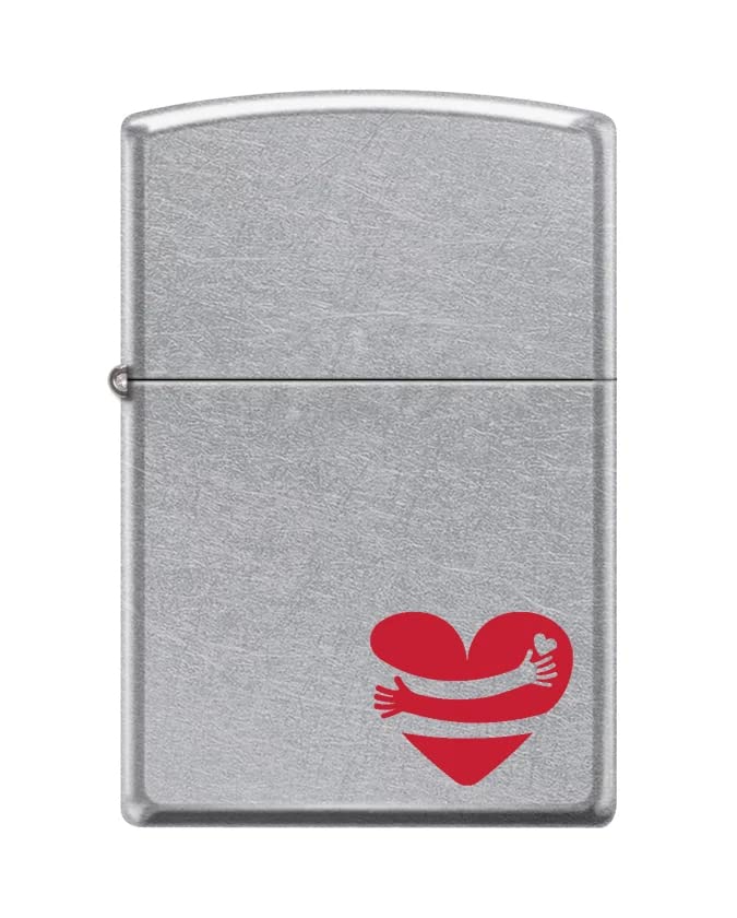Zippo Lighter - Personalized Message Engraved Backside on Love Heart Valentine Design Windproof Lighter
