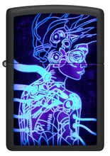 Load image into Gallery viewer, Zippo Lighter - Personalized Message Engraved Backside Woman Pop Art Windproof Lighter Black Light Cyber Woman 48517
