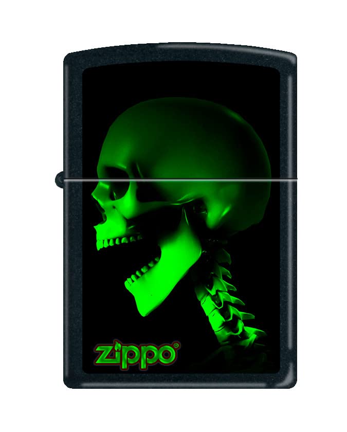 Zippo Lighter - Personalized Customize Message Engrave on Backside for Skull Pirate Windproof Lighter Skelton Shouting Black Matte Z5483