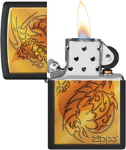 Load image into Gallery viewer, Zippo Flame and Dragon Black Matte Pocket Lighter
