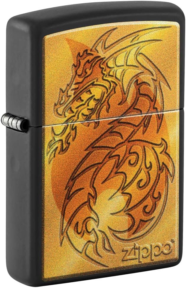 Zippo Flame and Dragon Black Matte Pocket Lighter