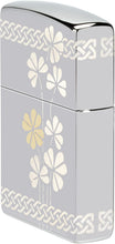 Load image into Gallery viewer, Zippo Laser 360° Clover Design High Polish Chrome Pocklet Lighter
