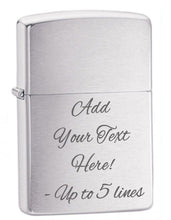 Load image into Gallery viewer, Zippo Lighter - Message Engraved Customized Armor Brushed Chrome #162
