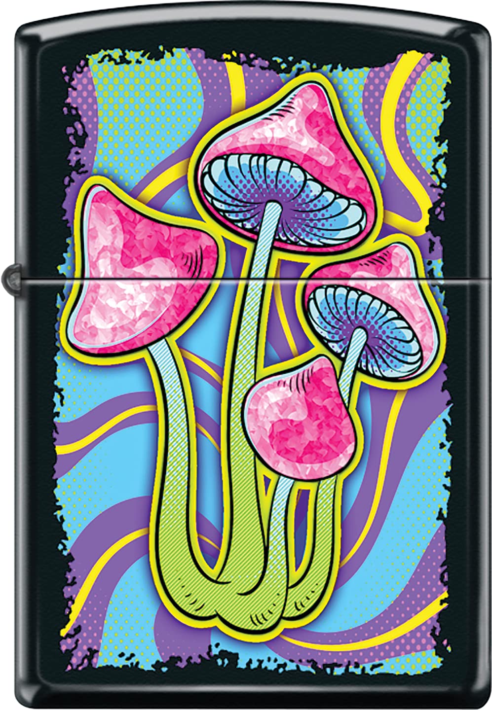 Zippo Lighter - Personalized Custom Message Engrave on Back on Mushroom Windproof Zippo Lighter (Black Matte Z1094)