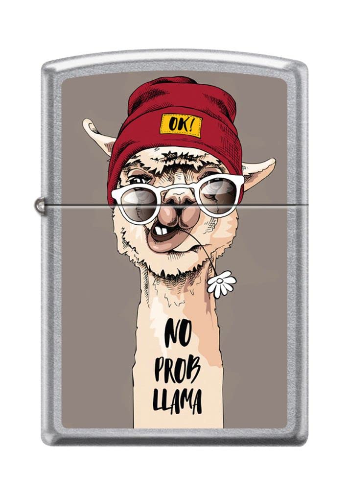Zippo Lighter - Personalized Custom Message Engraved on Backside for Special Designs Windproof Lighter (No Prob Lama Z5249)