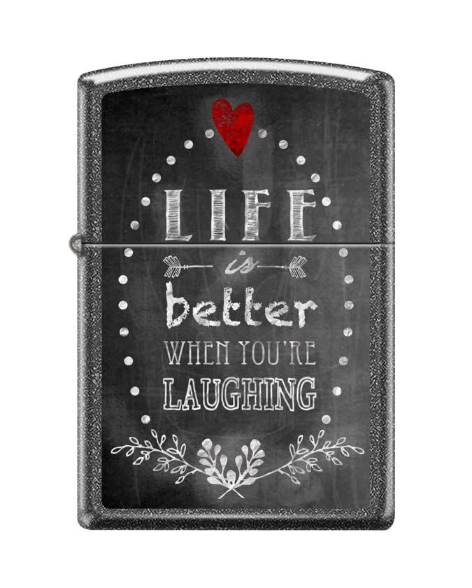 Zippo Lighter- Personalized Engrave Lifeis Better Iron Stone #Z5473