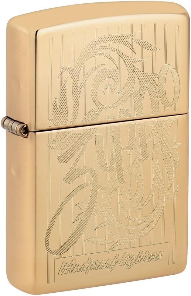 Zippo Lighter - Customized Message Brass High Polish Brass Pocket Lighter 46568