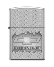 Load image into Gallery viewer, Zippo Lighter -for Chevy Chevrolet Bowtie Logo Diamond Plate Satin Chrome #Z5341
