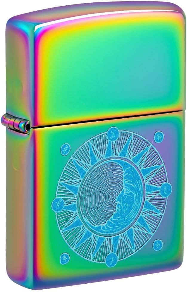 Zippo Lighter - Custom Message Engrave Backside Sun and Moon - Multi-Color 48960