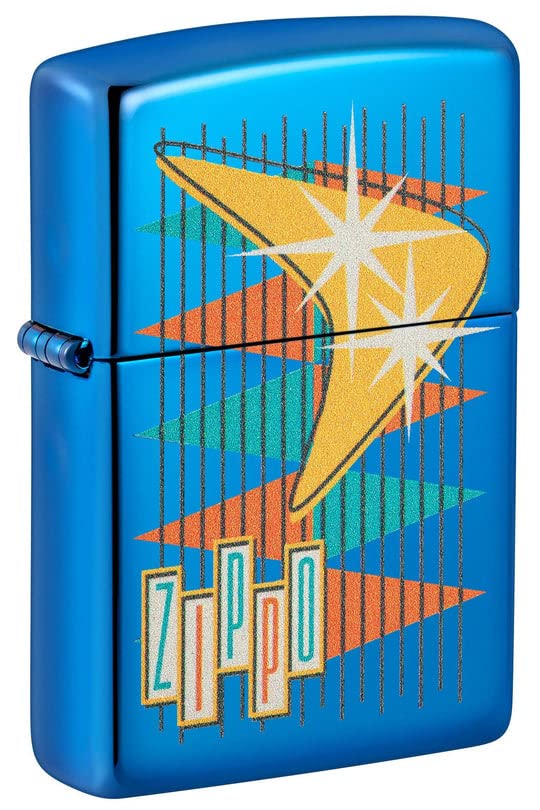 Zippo Lighter- Personalized Engrave Windproof Lighter Retro Logo Blue #49768