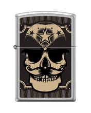 Load image into Gallery viewer, Zippo Lighter- Personalized Engrave Military Skull Two Satin Chrome #Z5407
