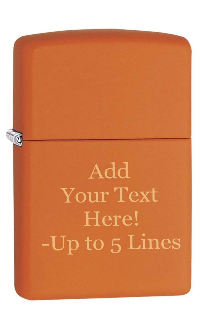 Zippo Lighter – Personalized Custom Message Engraved Windproof Classic Pocket Lighter Orange Matte