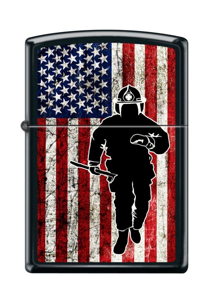 Zippo Lighter- Personalized Engrave for Fire Fighter Black Matte #Z5256