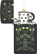 Load image into Gallery viewer, Zippo - Customized Message on Alien Invasion Slim® Black Matte Pocket 46691
