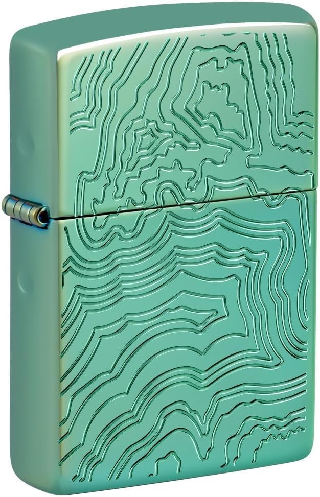 Zippo Lighter - Customized Message on Topography Map, Armor Deep Carved 48917