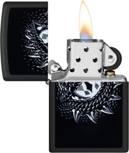 Load image into Gallery viewer, Zippo Black Light Dragon Eye Design Black Matte Pocket Lighter
