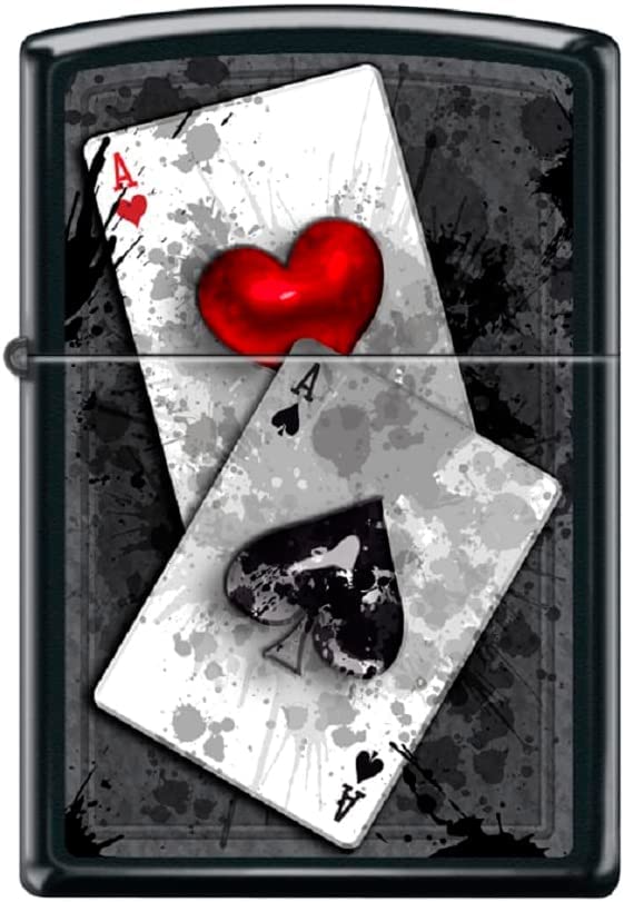 Zippo Lighter - Personalized Custom Message Engraved on Back Lucky Card Game Ace of Spades Zippo Windproof Lighter