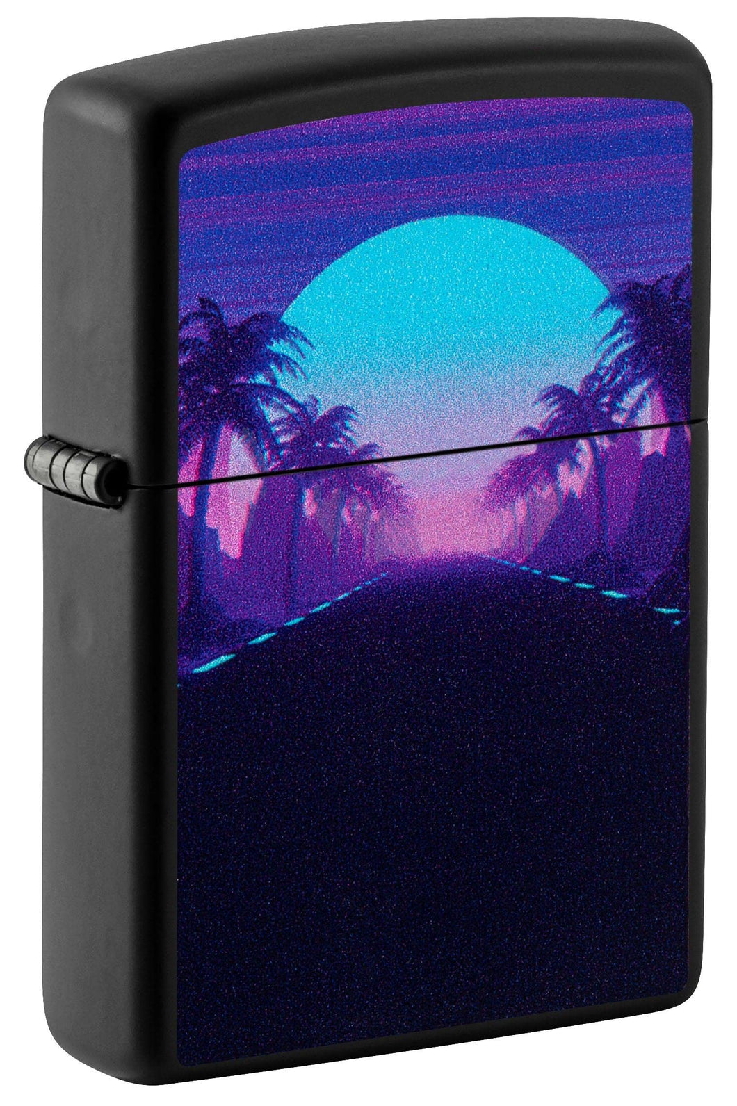 Zippo Lighter - Personalized Customize Message Engrave on Backside for Black Light Design Sunset 49809
