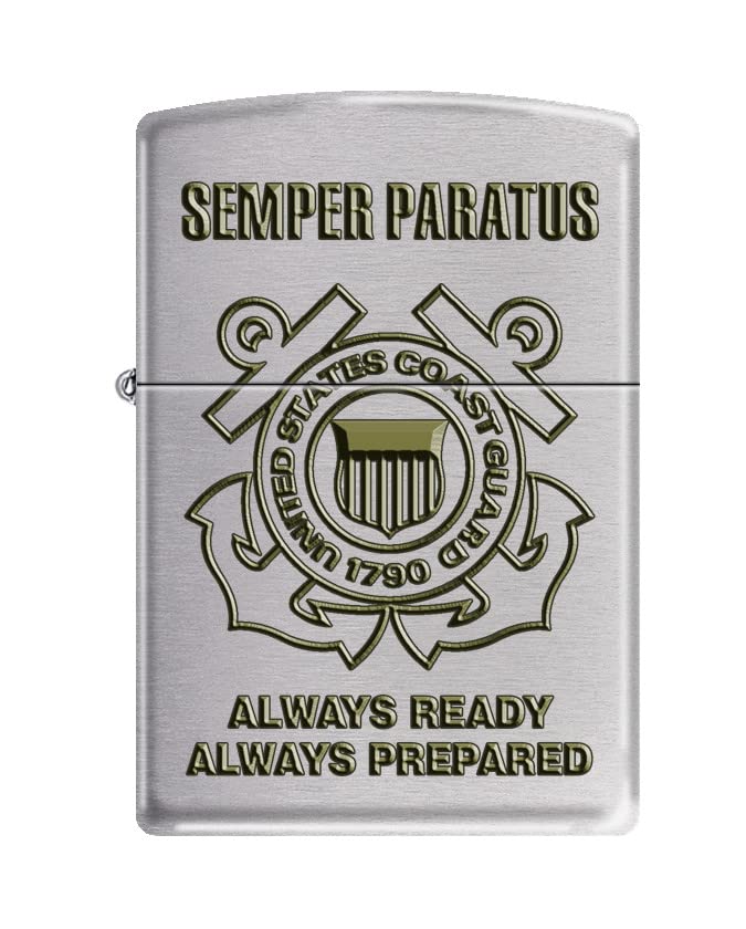 Zippo Lighter - Personalized Custom Message Engraved on Backside for U.S. Coast Guard USCG Windproof Lighter