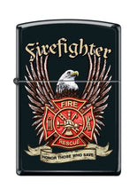 Load image into Gallery viewer, Zippo Lighter- Firefighter Eagles Shield Fireman Black Matte Lighter #Z5178
