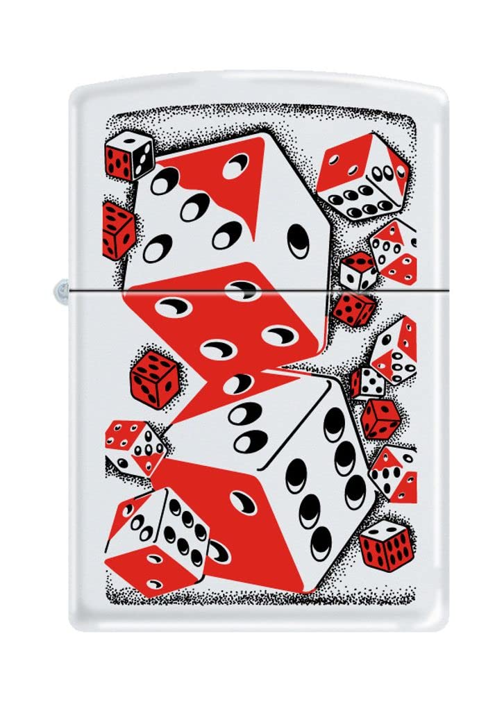 Zippo Lighter- Personalized Engrave Ace of Spades Card Game Dice White #Z5005
