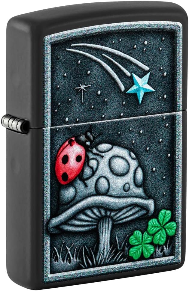 Zippo Lighter- Personalized Custom Message Engrave Back Mushroom Trip Design Windproof Lighter Mushroom Ladybug 48724
