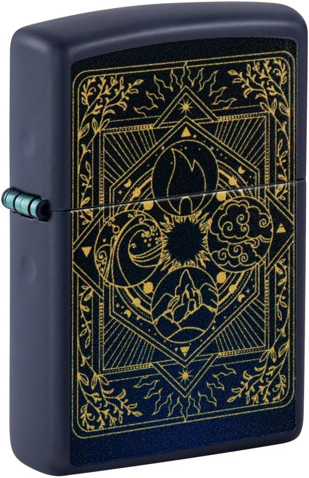 Zippo Lighter - Custom Message Engrave Elements Design - Navy Matte 48958