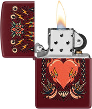 Load image into Gallery viewer, Zippo Lighter - Customized Message on Tattoo Heart Merlot Pocket Lighter 46584
