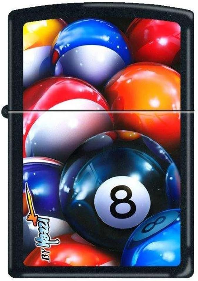 Zippo Lighter- Personalized Engrave Pool Mazzi-8 Ball-Billiards and Balls Z299