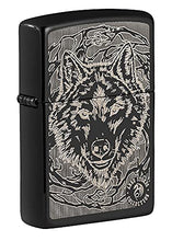 Load image into Gallery viewer, Zippo Lighter- Personalized Message Engrave Wolf WolvesZippo Lighter Ebony 49443
