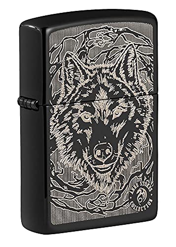 Zippo Lighter- Personalized Message Engrave Wolf WolvesZippo Lighter Ebony 49443
