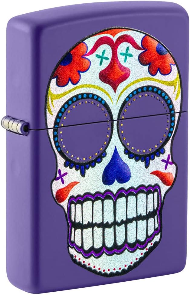 Zippo Suger Skull Design Purple Matte Pocket Lighter