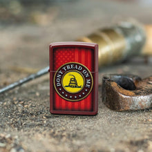 Load image into Gallery viewer, Zippo Lighter - Customized Message on Don&#39;t Tread on Me® Merlot Pocket 46419
