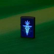 Load image into Gallery viewer, Zippo Lighter - Custom Engraved with Your Message for Gleaming Leaf Design Black Matte Pocket Lighter 46266
