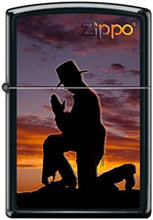 Load image into Gallery viewer, Zippo Lighter- Personalized Engrave for Praying Cowboy Sunset Black Matte Z5110
