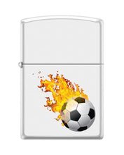 Load image into Gallery viewer, Zippo Lighter-Personalized Custom Message Engraved on Backside Soccer White Matte Windproof Lighter #Z5478
