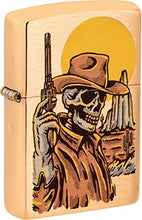 Load image into Gallery viewer, Zippo Lighter-Personalized Engrave Wild West Skeleton Design Brushed Brass 48519
