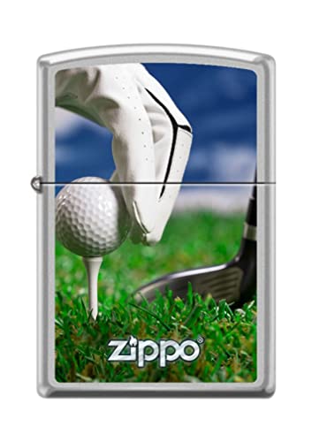 Zippo Lighter- Personalized Message for Sport Golf Ball Satin Chrome #Z5090