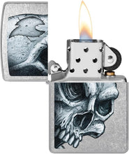 Load image into Gallery viewer, Zippo Lighter - Customize Message on Skull and Flame Street Chrome Pocket 46587
